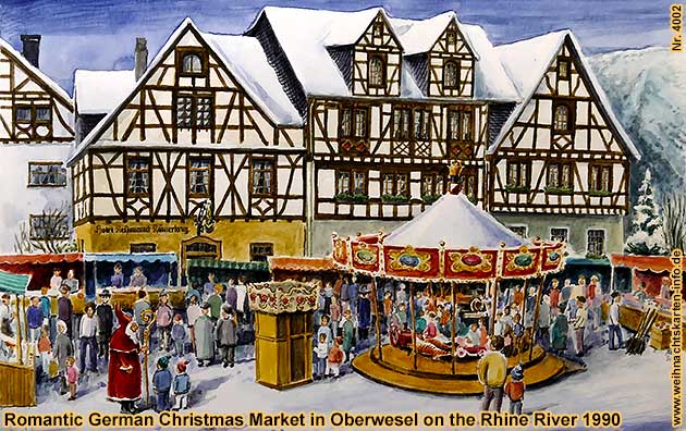 Romantic German Christmas Market in Oberwesel on the Rhine River 1990